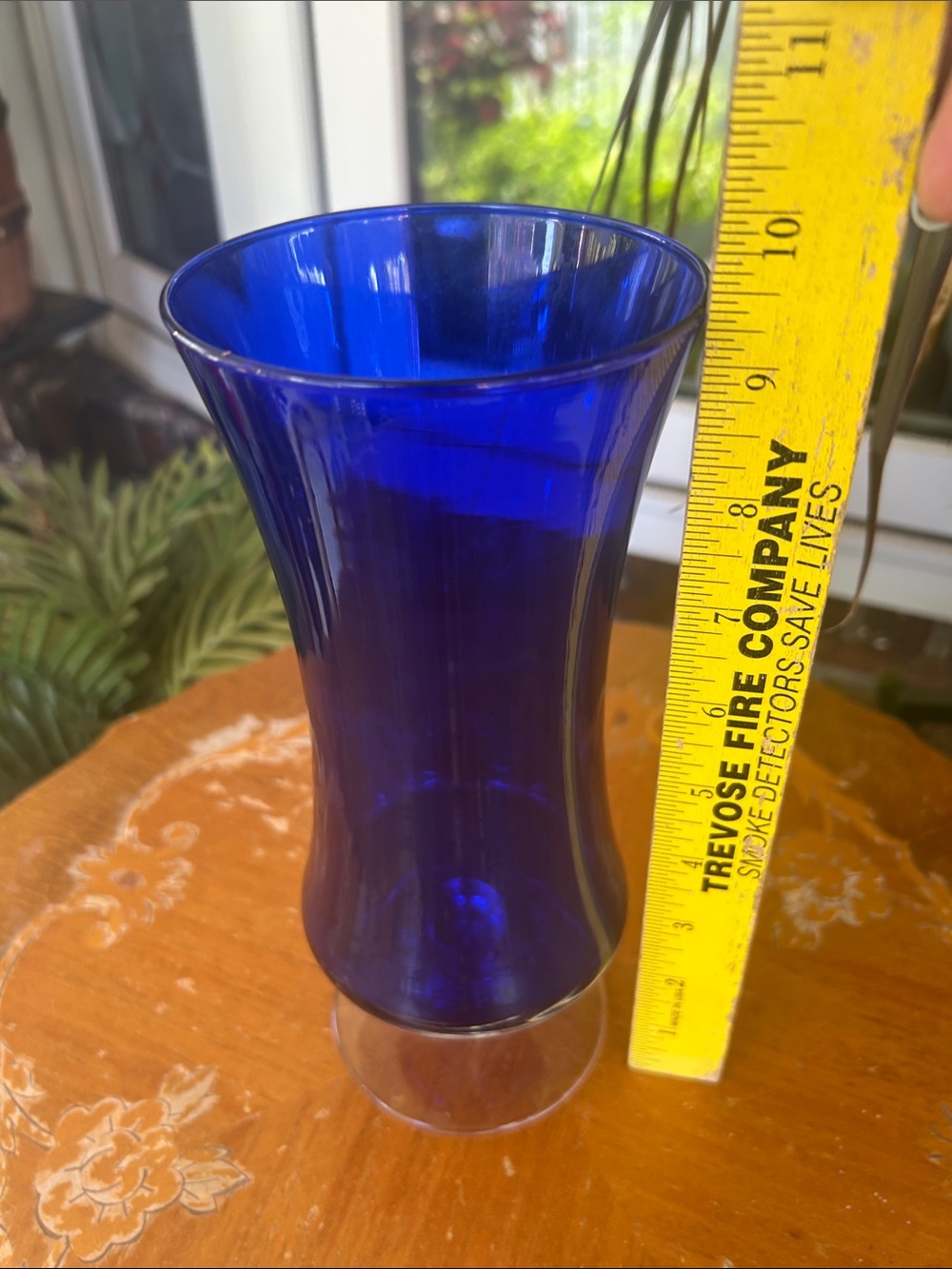 Vintage Cobalt Blue Glass Pedestal Vase - Picture 5 of 6